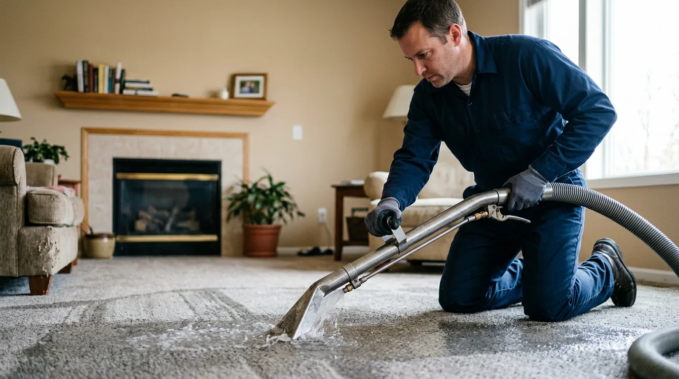 Water damage restoration technician working near Chisholm, MN